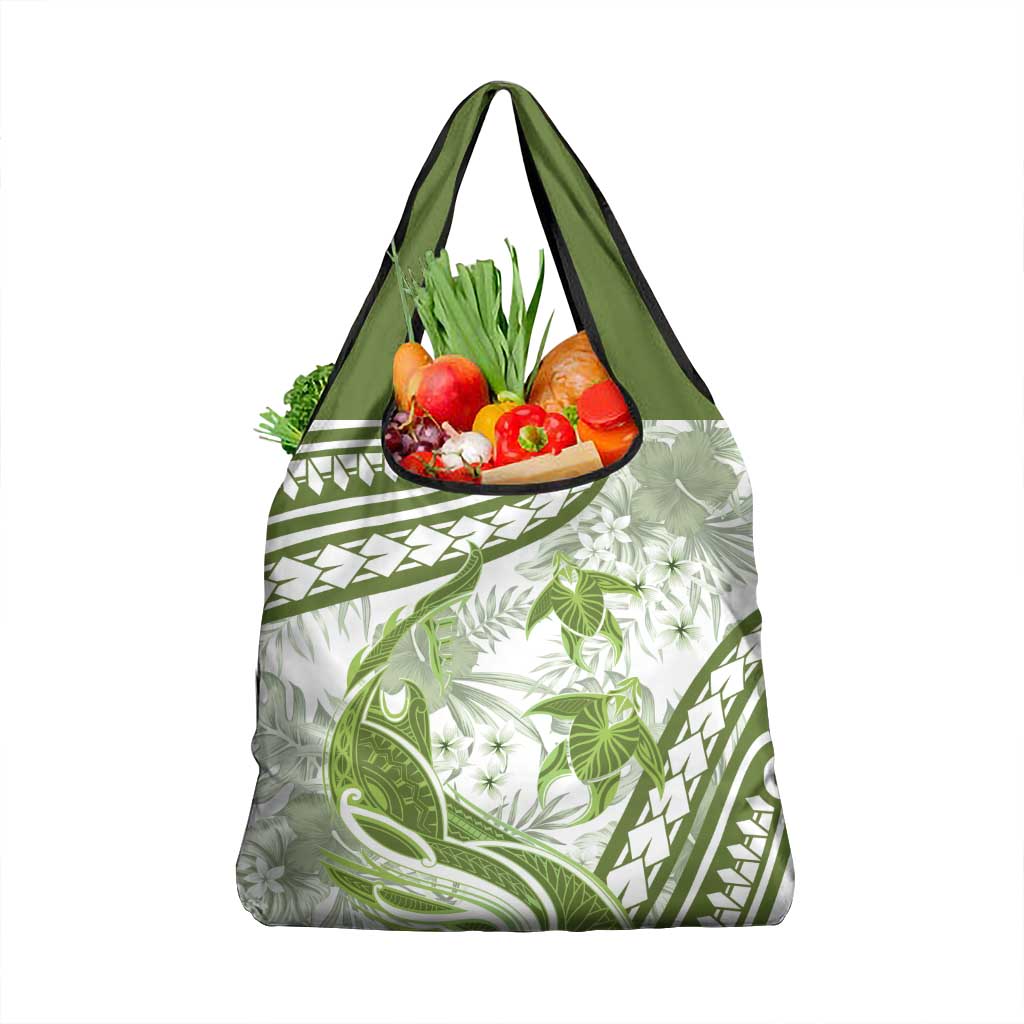 Lime Green Polynesia Grocery Bag Polynesian Turtle Shark Tattoo Tropical Vintage