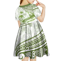 Lime Green Polynesia Kid Short Sleeve Dress Polynesian Turtle Shark Tattoo Tropical Vintage LT14 - Polynesian Pride
