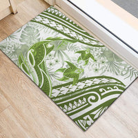 Lime Green Polynesia Rubber Doormat Polynesian Turtle Shark Tattoo Tropical Vintage