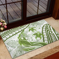 Lime Green Polynesia Rubber Doormat Polynesian Turtle Shark Tattoo Tropical Vintage