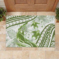 Lime Green Polynesia Rubber Doormat Polynesian Turtle Shark Tattoo Tropical Vintage