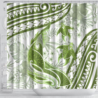 Lime Green Polynesia Shower Curtain Polynesian Turtle Shark Tattoo Tropical Vintage LT14 - Polynesian Pride