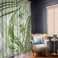 Lime Green Polynesia Window Curtain Polynesian Turtle Shark Tattoo Tropical Vintage