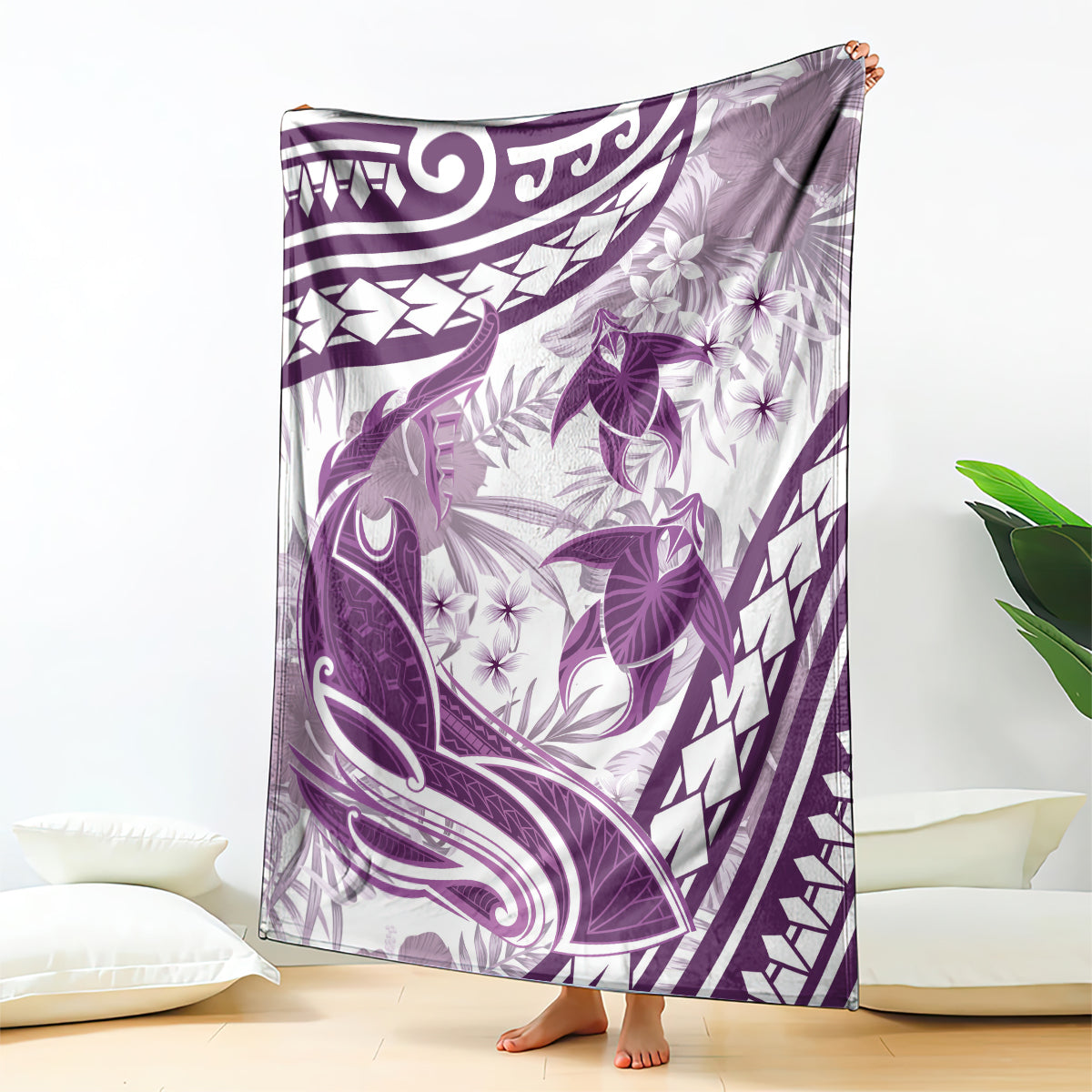 Purple Polynesia Blanket Polynesian Turtle Shark Tattoo Tropical Vintage LT14 - Polynesian Pride
