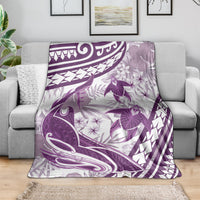 Purple Polynesia Blanket Polynesian Turtle Shark Tattoo Tropical Vintage LT14 - Polynesian Pride