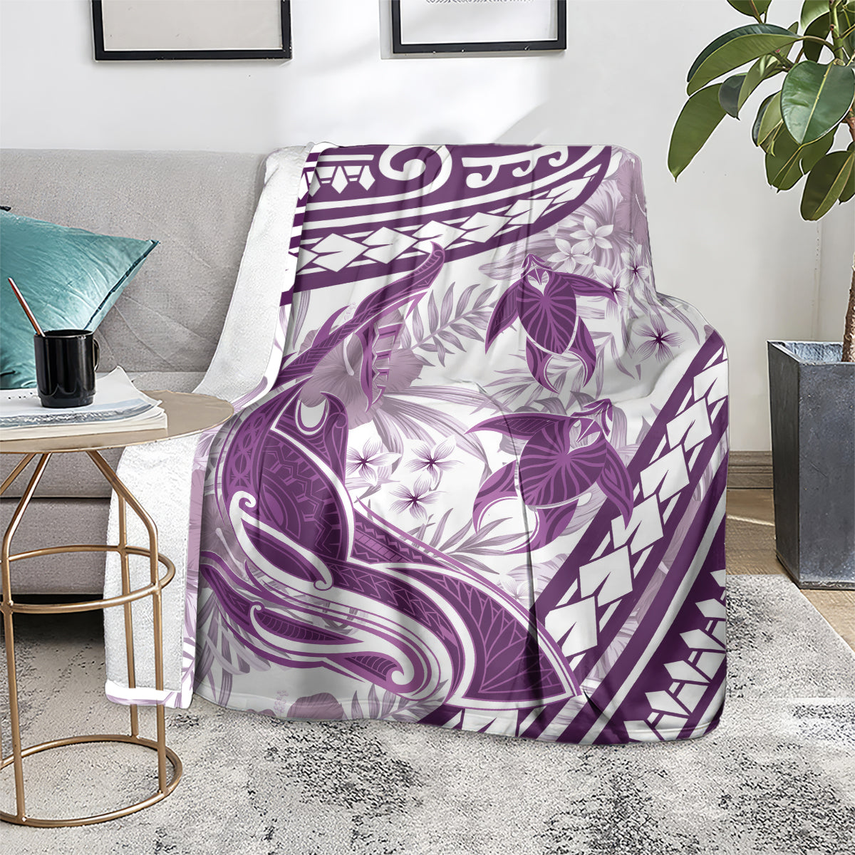 Purple Polynesia Blanket Polynesian Turtle Shark Tattoo Tropical Vintage LT14 - Polynesian Pride