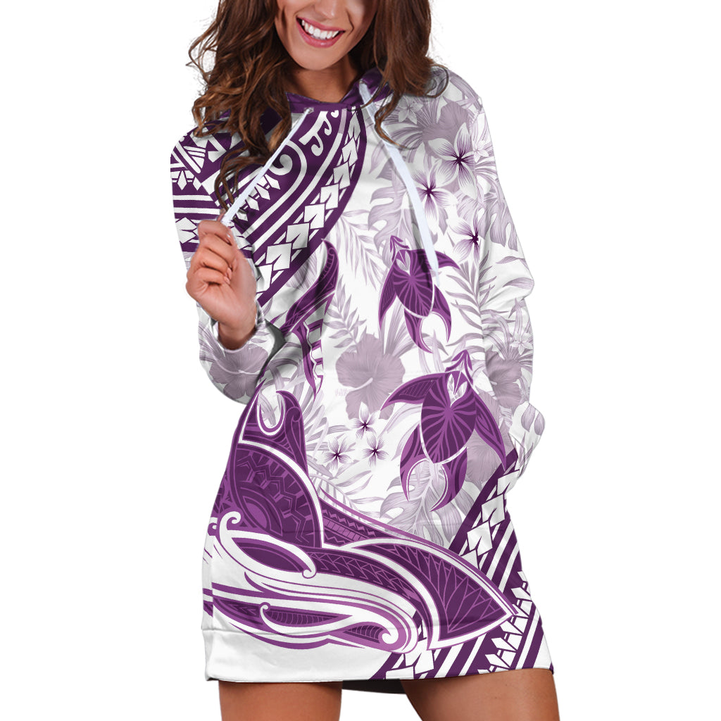 Purple Polynesia Hoodie Dress Polynesian Turtle Shark Tattoo Tropical Vintage LT14 Purple - Polynesian Pride