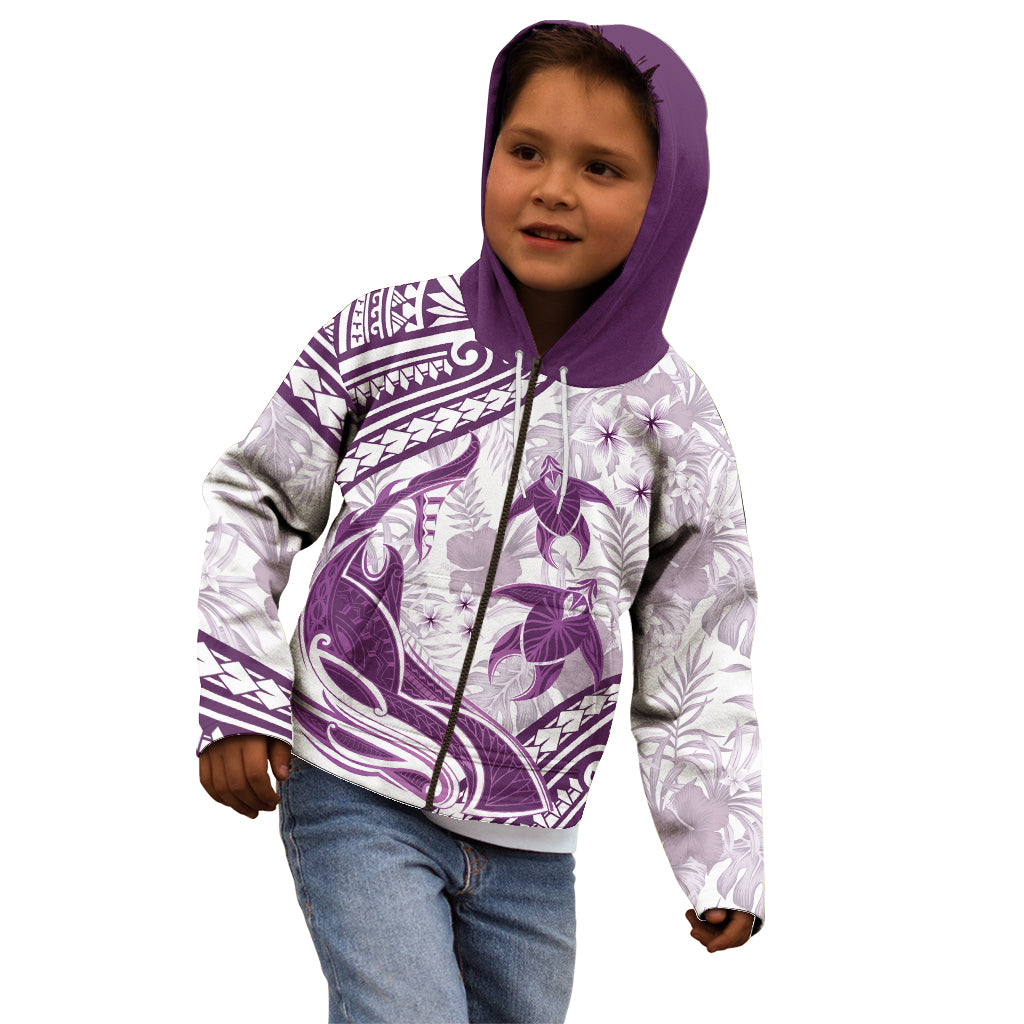 Purple Polynesia Kid Hoodie Polynesian Turtle Shark Tattoo Tropical Vintage LT14 - Polynesian Pride