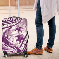 Purple Polynesia Luggage Cover Polynesian Turtle Shark Tattoo Tropical Vintage