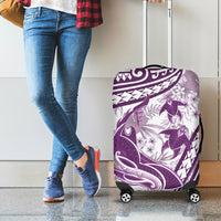 Purple Polynesia Luggage Cover Polynesian Turtle Shark Tattoo Tropical Vintage