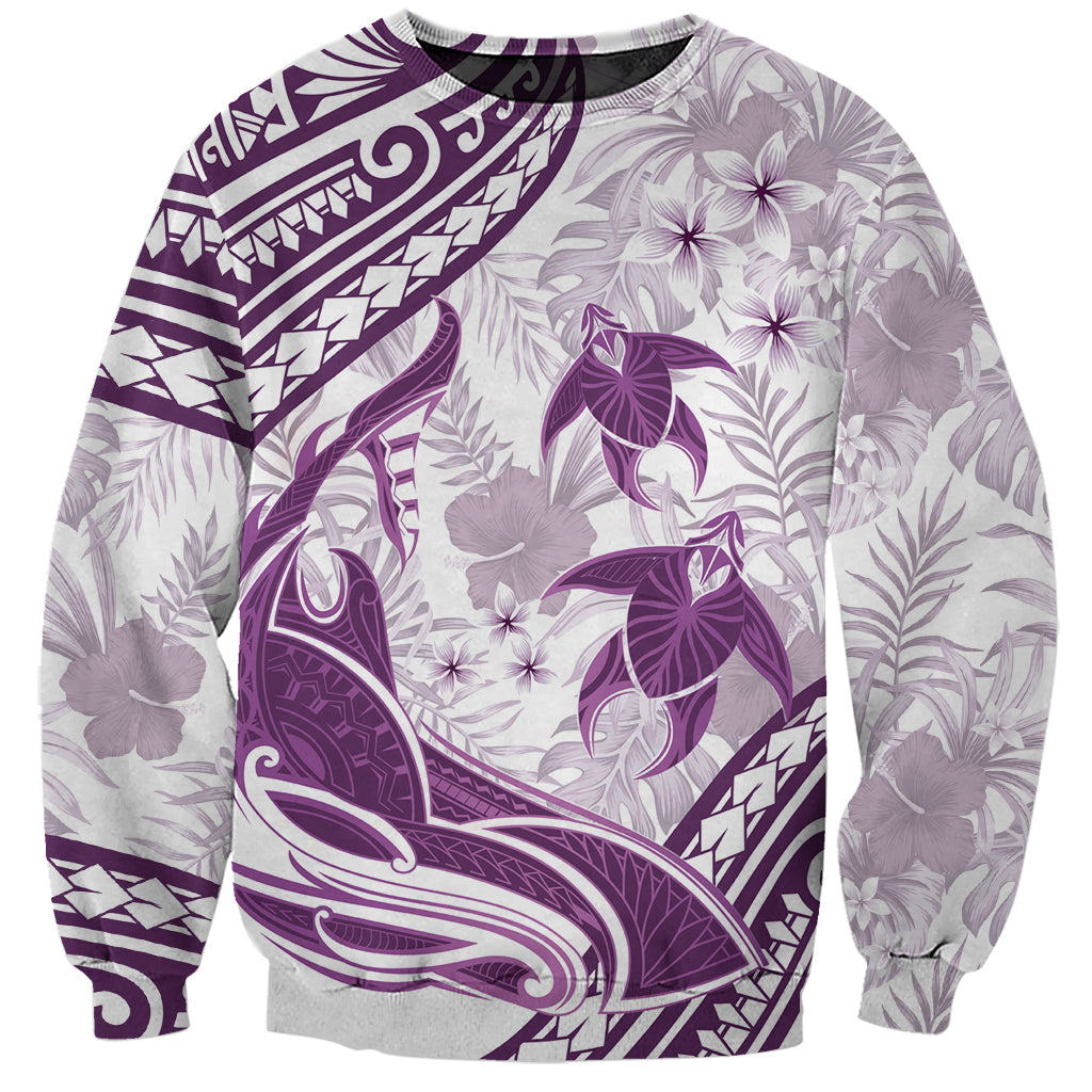 Purple Polynesia Sweatshirt Polynesian Turtle Shark Tattoo Tropical Vintage LT14 Unisex Purple - Polynesian Pride