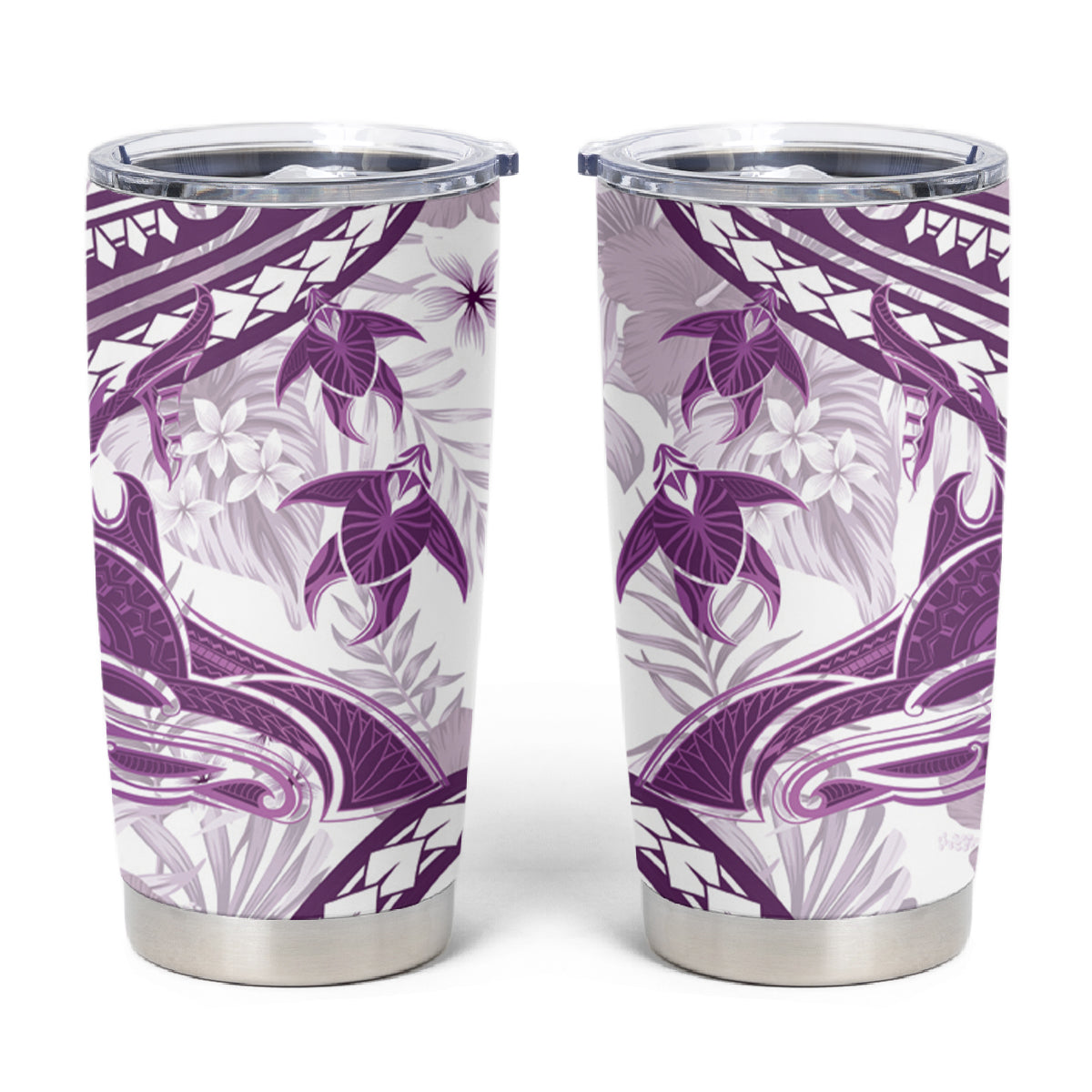 Purple Polynesia Tumbler Cup Polynesian Turtle Shark Tattoo Tropical Vintage