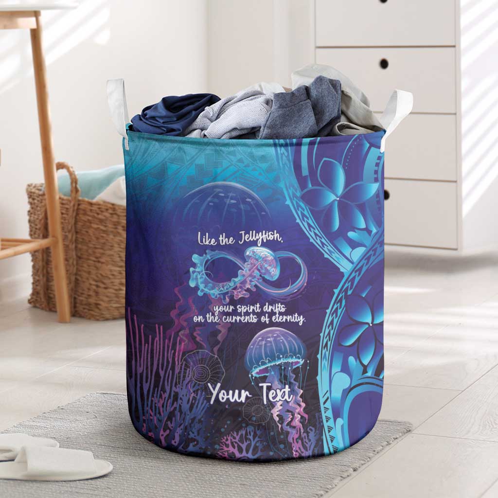 Polynesia Jellyfish Memorial Personalised Laundry Basket Infinity Jellies Polynesian Pattern