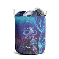 Polynesia Jellyfish Memorial Personalised Laundry Basket Infinity Jellies Polynesian Pattern
