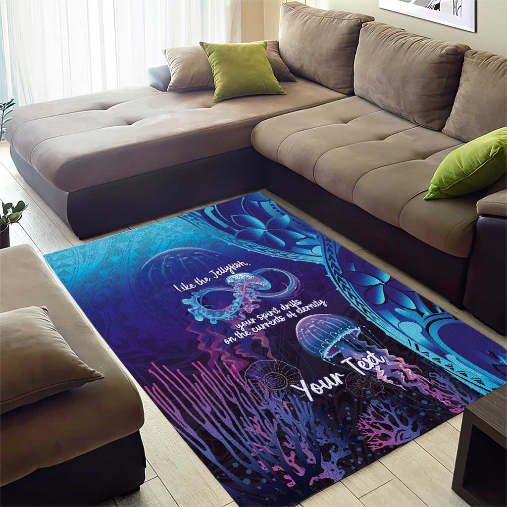Polynesia Jellyfish Memorial Personalised Area Rug Infinity Jellies Polynesian Pattern LT14 - Polynesian Pride