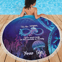 Polynesia Jellyfish Memorial Personalised Beach Blanket Infinity Jellies Polynesian Pattern