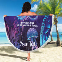 Polynesia Jellyfish Memorial Personalised Beach Blanket Infinity Jellies Polynesian Pattern