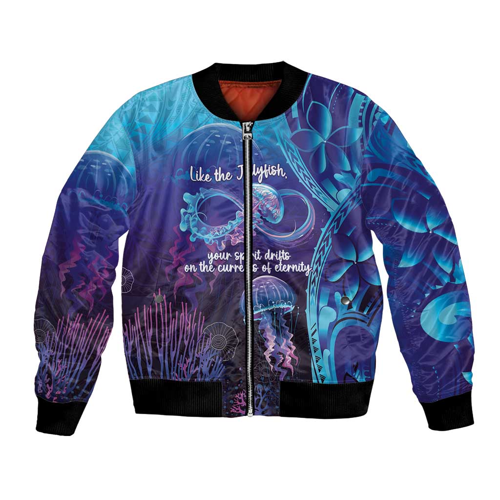 Polynesia Jellyfish Memorial Personalised Bomber Jacket Infinity Jellies Polynesian Pattern