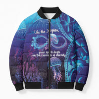 Polynesia Jellyfish Memorial Personalised Bomber Puffer Jacket Infinity Jellies Polynesian Pattern LT14 Unisex Purple - Polynesian Pride
