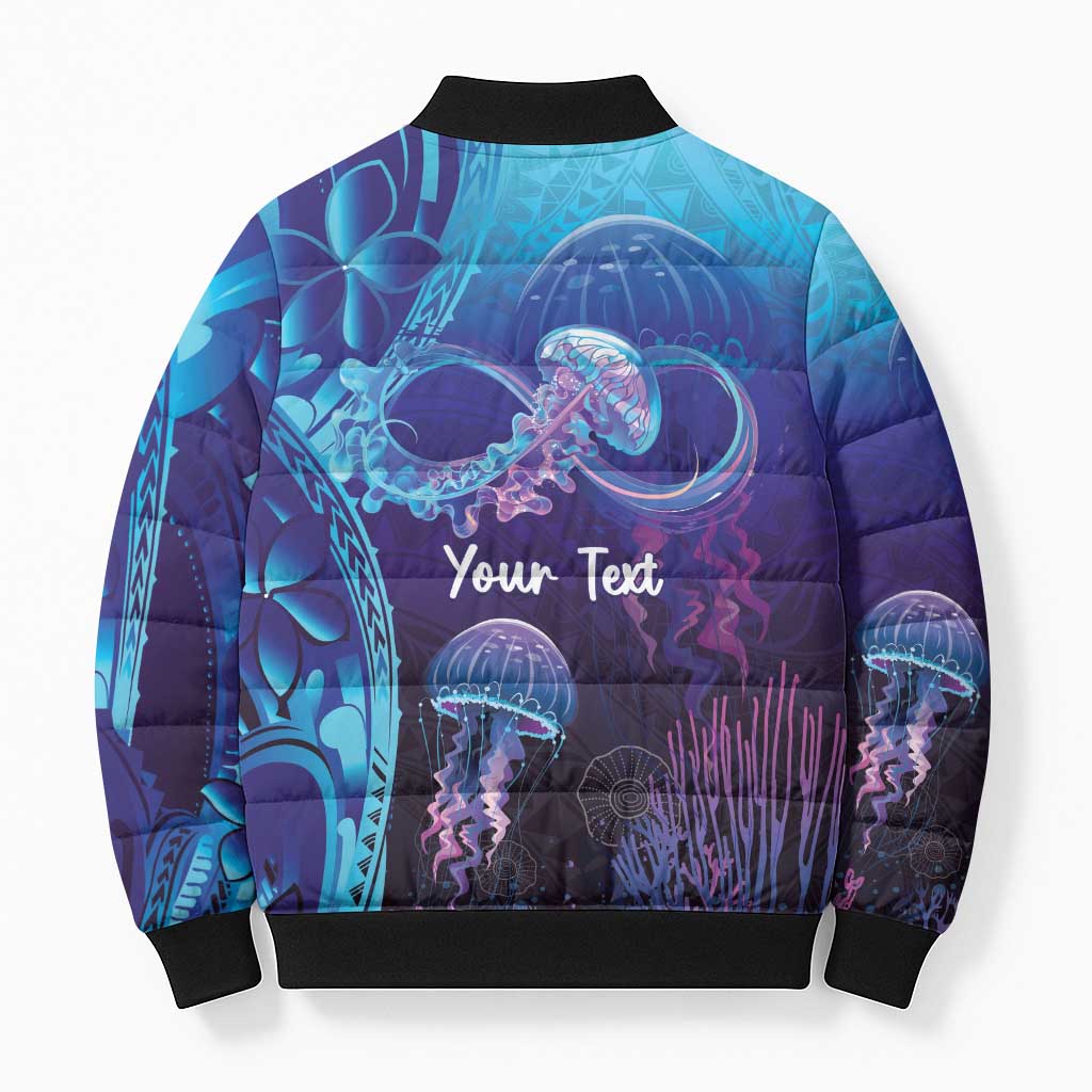 Polynesia Jellyfish Memorial Personalised Bomber Puffer Jacket Infinity Jellies Polynesian Pattern LT14 - Polynesian Pride