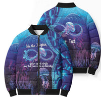 Polynesia Jellyfish Memorial Personalised Bomber Puffer Jacket Infinity Jellies Polynesian Pattern LT14 - Polynesian Pride