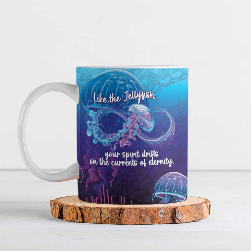 Polynesia Jellyfish Memorial Personalised Ceramic Mug Infinity Jellies Polynesian Pattern