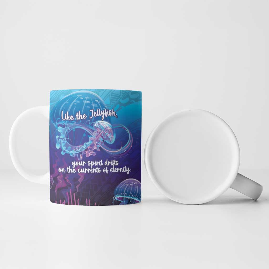 Polynesia Jellyfish Memorial Personalised Ceramic Mug Infinity Jellies Polynesian Pattern