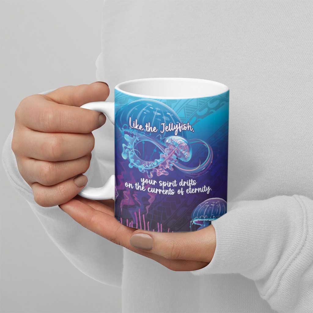 Polynesia Jellyfish Memorial Personalised Ceramic Mug Infinity Jellies Polynesian Pattern
