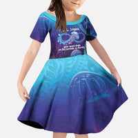 Polynesia Jellyfish Memorial Personalised Family Matching Long Sleeve Bodycon Dress and Hawaiian Shirt Infinity Jellies Polynesian Pattern LT14 Daughter's Dress Purple - Polynesian Pride