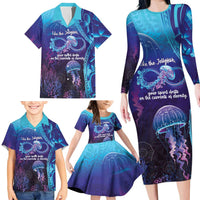 Polynesia Jellyfish Memorial Personalised Family Matching Long Sleeve Bodycon Dress and Hawaiian Shirt Infinity Jellies Polynesian Pattern LT14 - Polynesian Pride