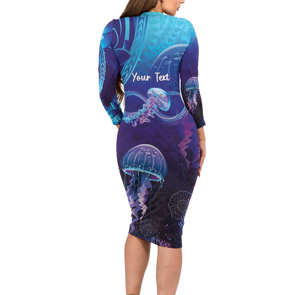 Polynesia Jellyfish Memorial Personalised Family Matching Long Sleeve Bodycon Dress and Hawaiian Shirt Infinity Jellies Polynesian Pattern LT14 - Polynesian Pride