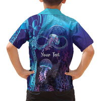 Polynesia Jellyfish Memorial Personalised Family Matching Off Shoulder Maxi Dress and Hawaiian Shirt Infinity Jellies Polynesian Pattern LT14 - Polynesian Pride