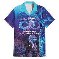 Polynesia Jellyfish Memorial Personalised Family Matching Off Shoulder Maxi Dress and Hawaiian Shirt Infinity Jellies Polynesian Pattern LT14 Dad's Shirt - Short Sleeve Purple - Polynesian Pride