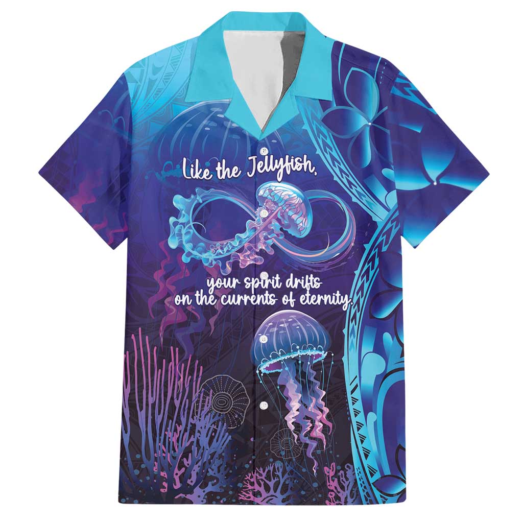 Polynesia Jellyfish Memorial Personalised Hawaiian Shirt Infinity Jellies Polynesian Pattern