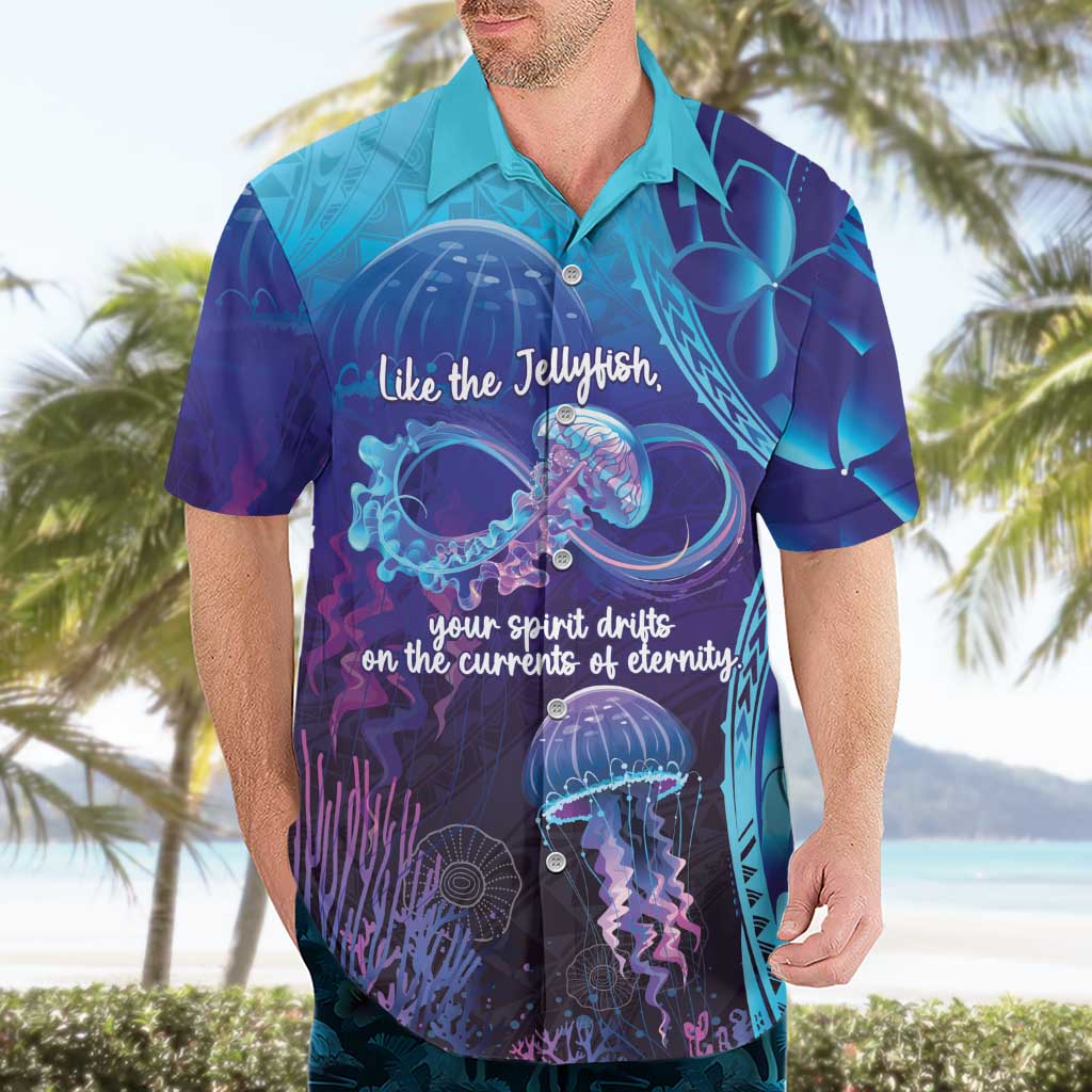 Polynesia Jellyfish Memorial Personalised Hawaiian Shirt Infinity Jellies Polynesian Pattern