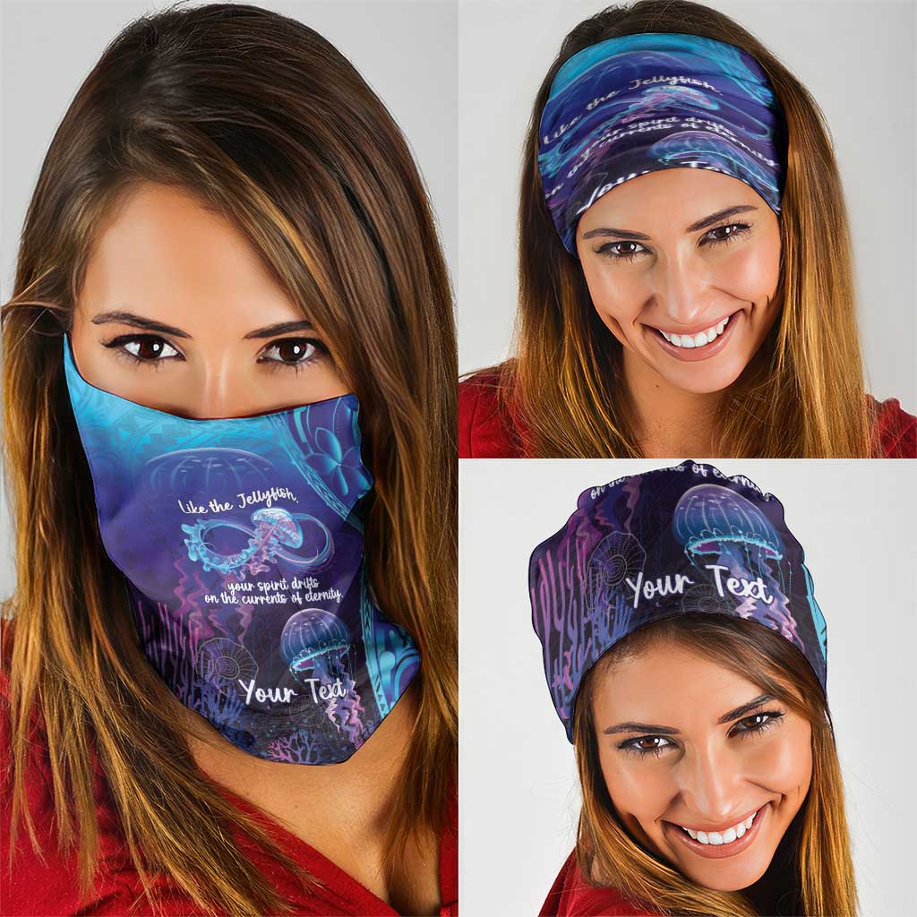 Polynesia Jellyfish Memorial Personalised Neck Gaiter Infinity Jellies Polynesian Pattern