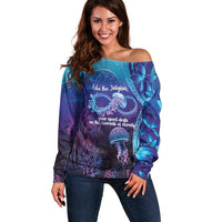 Polynesia Jellyfish Memorial Personalised Off Shoulder Sweater Infinity Jellies Polynesian Pattern LT14 Women Purple - Polynesian Pride