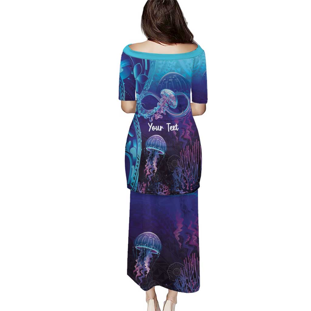 Polynesia Jellyfish Memorial Personalised Puletasi Infinity Jellies Polynesian Pattern