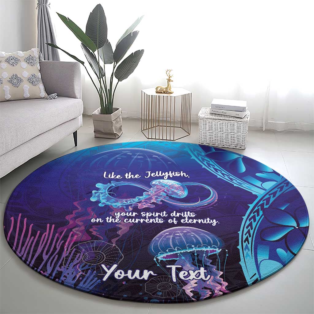 Polynesia Jellyfish Memorial Personalised Round Carpet Infinity Jellies Polynesian Pattern