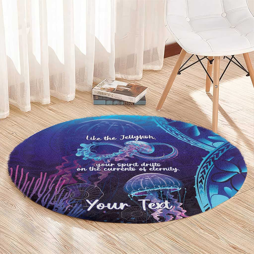 Polynesia Jellyfish Memorial Personalised Round Carpet Infinity Jellies Polynesian Pattern