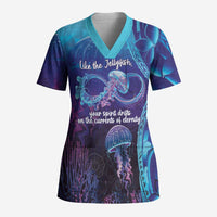 Polynesia Jellyfish Memorial Personalised Scrub Top Infinity Jellies Polynesian Pattern
