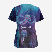 Polynesia Jellyfish Memorial Personalised Scrub Top Infinity Jellies Polynesian Pattern