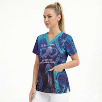 Polynesia Jellyfish Memorial Personalised Scrub Top Infinity Jellies Polynesian Pattern