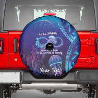 Polynesia Jellyfish Memorial Personalised Spare Tire Cover Infinity Jellies Polynesian Pattern