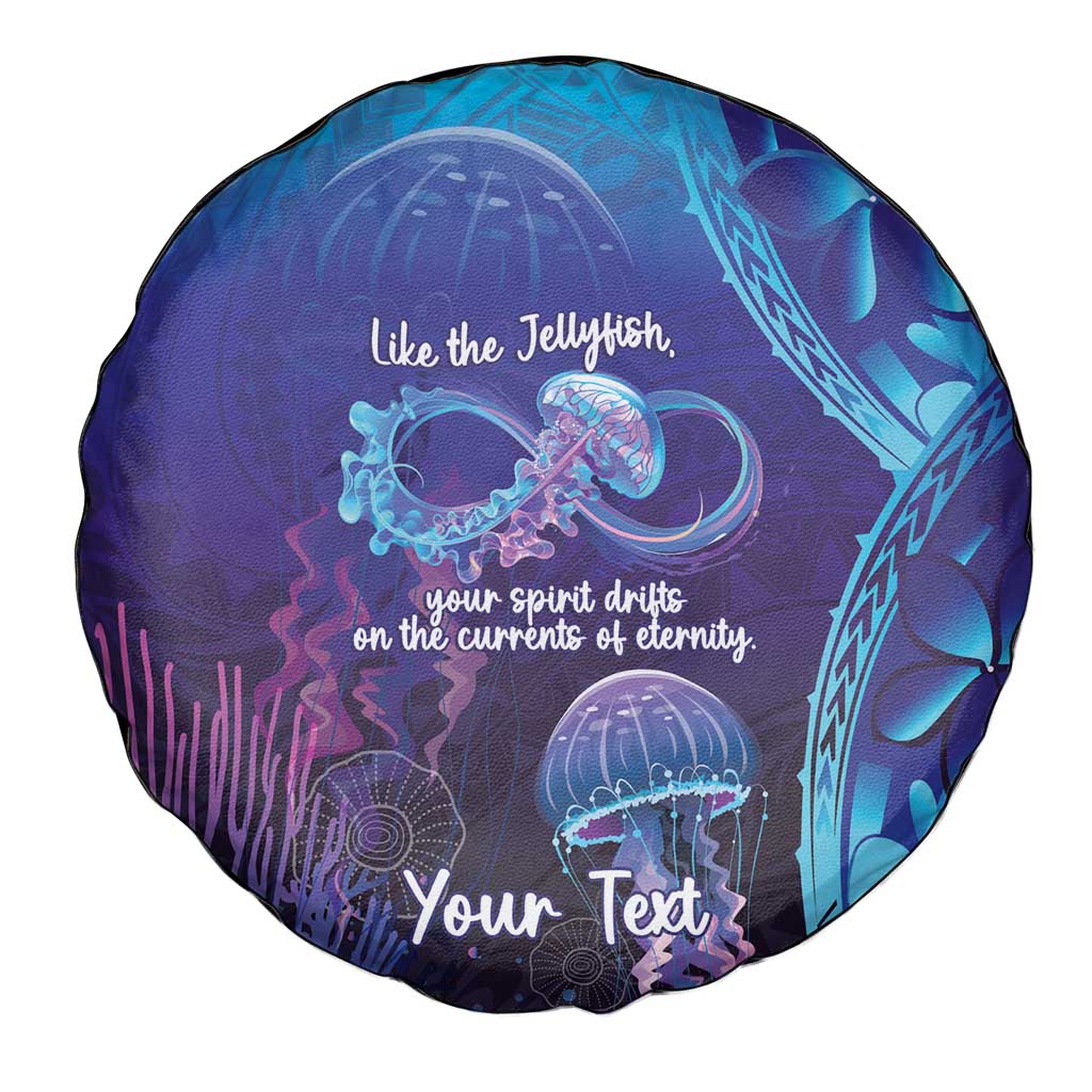 Polynesia Jellyfish Memorial Personalised Spare Tire Cover Infinity Jellies Polynesian Pattern