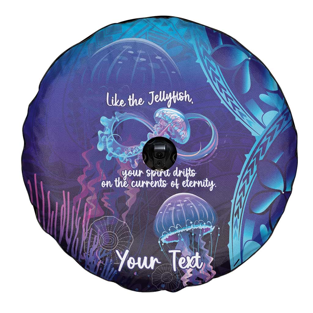 Polynesia Jellyfish Memorial Personalised Spare Tire Cover Infinity Jellies Polynesian Pattern