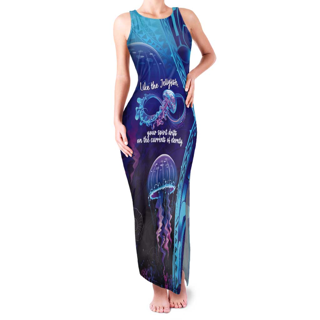 Polynesia Jellyfish Memorial Personalised Tank Maxi Dress Infinity Jellies Polynesian Pattern