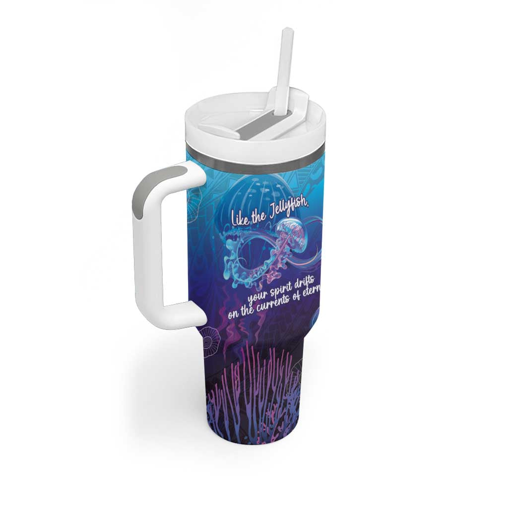 Polynesia Jellyfish Memorial Personalised Tumbler With Handle Infinity Jellies Polynesian Pattern