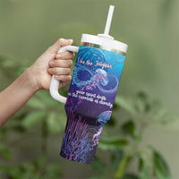 Polynesia Jellyfish Memorial Personalised Tumbler With Handle Infinity Jellies Polynesian Pattern