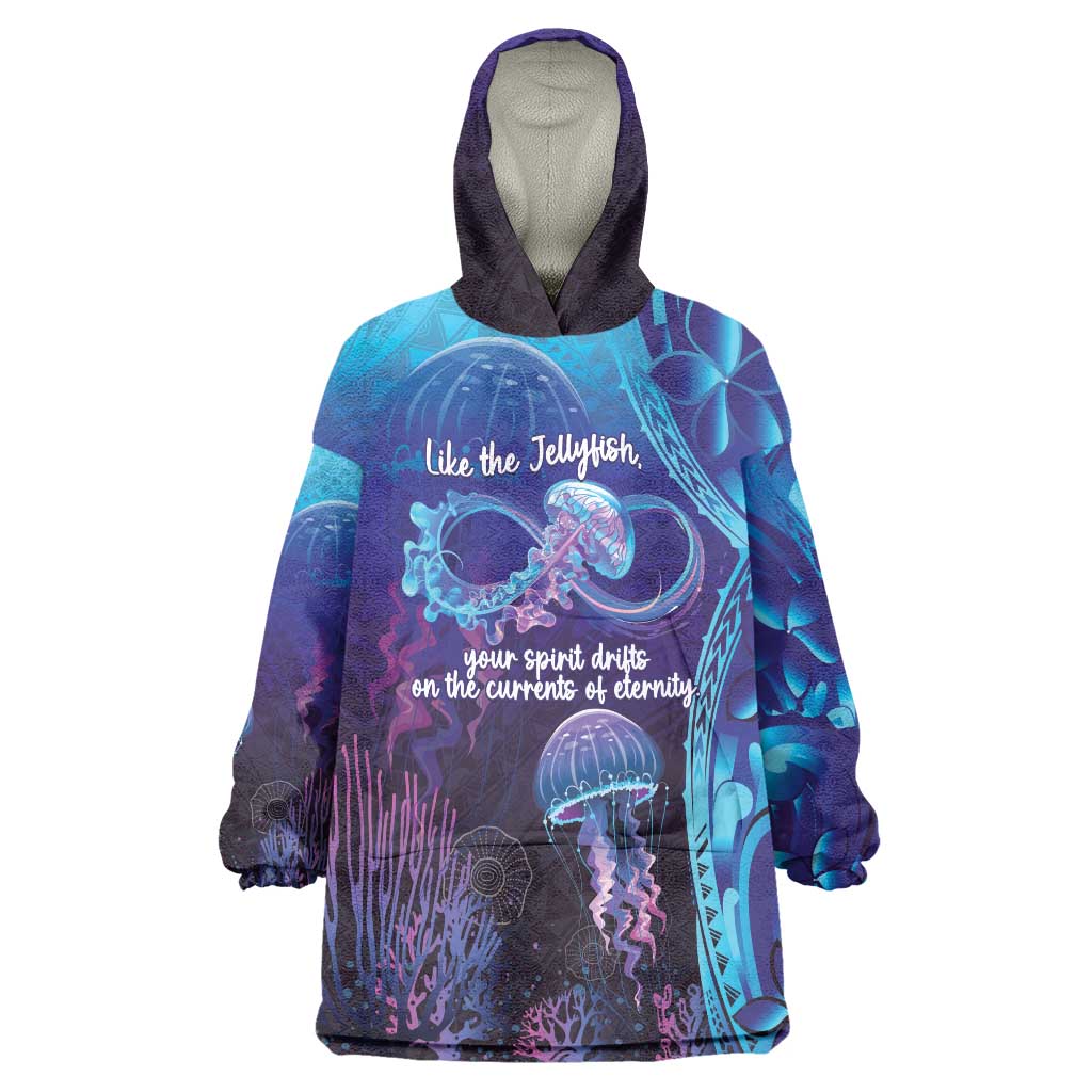 Polynesia Jellyfish Memorial Personalised Wearable Blanket Hoodie Infinity Jellies Polynesian Pattern LT14 One Size Purple - Polynesian Pride